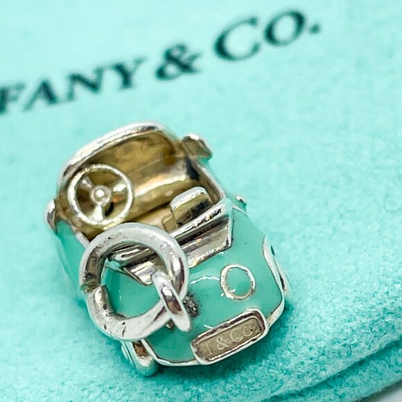 Tiffany & Co. Blue Enamel Convertible Car Charm Sterling Silver Pendant - Picture 10 of 16
